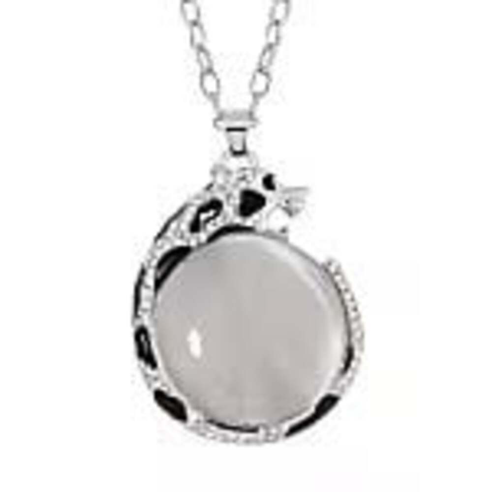 White Cat's Eye Black and White Austrian Crystal Panther Pendant Necklace
